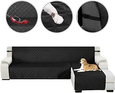 HDCAXKJ Sectional Couch Covers for Dogs 3-Pieces Water Resistant L Shape Sofa Cover Set Pet Friendly Sectional Slipcovers Living Room Non Slip L-Shaped Furniture Protector Washable (Black, Small)