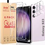 iAnder 3 Pack Glass Screen Protector for Galaxy S23, 3 Pack Camera Lens Protector with Easy Installation Tray, Supports Fingerprint Sensor, HD Retina Clarity, Case Friendly