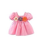 Newborn Infant Baby Girls Solid Spring Summer Flower Print Short Sleeve Tulle Dress Clothes Modern Dresses for Girls Pink 12-18 M