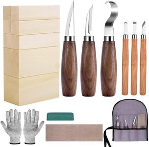 Tomtary 18 in 1 Wood Carving Tools Kit for Beginners Professional Wood Whittling Kit Woodworking Kit Carving Knife Sets with Basswood Carving Blocks,Gloves,Roll Bag,Polishment Kit for Kids and Adults