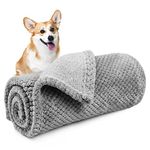 Onarway Dog Blanket Washable Medium 70x100cm Puppy Blanket, Fluffy Fleece Pet Blanket Throw for Puppy Dogs, Cats and Other Small Medium Pets Grey