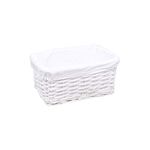 Woodluv Storage Baskets Woven Wicker, Storage Basket for shelves, Baskets to make hampers, Storage Organiser, White - Small