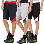 CHECKERSBAY Boy's Regular Shorts (Pack of 3) (3BS-EE-NA-GR-BL-15-16_Assorted_15-16 Years)