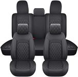 Aierxuan Seat Covers Full Set Compatible with Jeep Wrangler JK JL Custom Fit 2007-2026 4-Door Rubicon Sahara Willys Sport High Altitude Unlimited Truck Pickup Waterproof Leather (Full Set, Black)