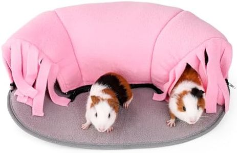 ONEJU Guinea Pig Tunnel, Pure Pink and Grey, Fleece Forest Entrance, Tunnel for Guinea Pig, Hamster and Other Small Pets, Zip Design for Use and Storage