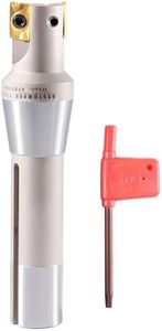 Accusize Industrial Tools 1'' by 5-27/32'' 90 Degree R8 Shank Indexable End Mills with 2 Apkt1604 Carbide Inserts Installed, 0028-6903