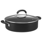 Circulon Total Non Stick Saute Pan with Lid 28cm - Induction Suitable Deep Saute Pan with Toughened Glass Lid, Durable Oven & Dishwasher Safe Cookware, Black