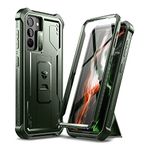 Dexnor Case for Samsung Galaxy S21 5G 6.2 Inch with Built-in Screen Protector Military Grade Armour Heavy Duty Front and Back 360 Full Body Shockproof Bumper Protection Cover with Stand - Green
