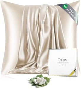 Texbee Seidenkissenbezug 80x80cm für Haar und Haut Beide Seiten Natürliche Kissenbezug Seide mit verstecktem Reißverschluss Weiche Atmungsaktive Glatte 1PCS-Beige