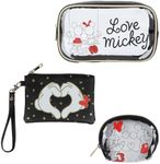 Mickey 3-Piece Set Toiletry Bags with Clear PVC Makeup Bag