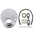 DEMOTOR PERFORMANCE Aluminum Polished Timing Chain Cover with Gasket & Screws For Chevy SBC 283 327 350 400