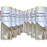 SAI ADHESIVES Pre Taped Masking Film (2700mm x 20m) for Quick Easy Surface Protection Film while Painting Walls, Automotive, Preventing Dust and Scratches. Wide Coverage, Residue Free (Pack of 8)