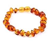 SilverAmber Jewellery UK New Baltic Amber Anklet Bracelet Cognac - Handmade 100% Genuine Amber Polished Beads - Premium Quality - Sizes 12-27 CM - (Size: 17 CM)