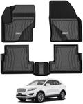 3W Floor Mats Compatible for Lincoln MKC 2015-2022, TPE All Weather Floor Liner Custom Fit 1st and 2nd Rows Full Set Car Liners - Black