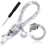 Crystal Car Keychain for Women,Rhinestone Keychain Accessories for Car,Silver Car Key Chain for Women