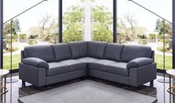 SC Furniture Ltd Cream, Dark Grey or Black High Grade Genuine Leather Corner Sofa + USB Ports BOSTON 2 Seater/Corner / 2 Seater BOSTON (Dark Grey)