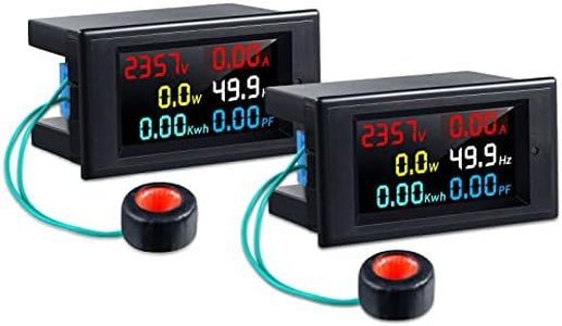 2 Pieces AC Display Meter, 80-300V 100A Digital Multimeter Voltmeter Voltage Current Power Factor Voltmeter Multimeter Tester 110V 220V Digital Color LCD Volt Amp Watt Detector Reader Panel