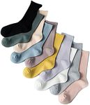 TeenFighter 10 Pairs of Comfortable Casual Bamboo Fiber Socks for Women, Crew Size Solid Color Stretch Socks for Girls, Multicolor-hollow, 6-12