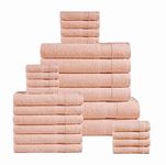 24 piece Towels For Bathroom - 100% Cotton Zero Twist, Oversized Bath Towels, Quick dry Spa Towels, 2 Extra Large Bath Sheet, 4 Bath Towel, 6 Hand Towel, 8 Wash Cloths,4 Fingertip Towels - Pearl Blush