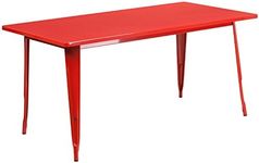 Flash Furniture Charis Commercial Grade 31.5" x 63" Rectangular Red Metal Indoor-Outdoor Table