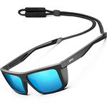 ATTCL Sports Polarized Sunglasses For Men Women Cycling Driving Fishing 99.99% UV Protection Sunglass 1124 C13-Black-Black-blue UV400 CAT 3 CE