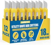 Tape King Utility Knife Set (12 Pack) | 18mm Wide Blade Box Cutter | Retractable Design, Compact And Versatile for Home, Crafts, Warehouse, Cartons, Cardboard, Office Supplies and Packaging
