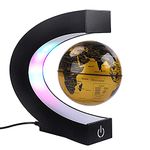 Floating Globe with Colored LED Lights C Shape Anti Gravity Magnetic Levitation Rotating World Map with Touch Switch for Gift Home Office Desk Decoration with Switch