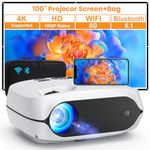 HAPPRUN 5G WiFi Bluetooth Native 1080P Portable Projector - 12000 Lumens, 4K Support, 300" Outdoor Movie Projector Compatible with Smartphone, HDMI, USB, AV, TV Stick, and PS5