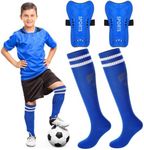 Syhood Soccer Shin Guards and Socks for Toddler Kids Youth, Lightweight Soccer Shin Pads Protective Soccer Gear for 3-5, 5-10, 10-15 Years Old Children Teen Boys Girls Soccer Game (Blue, L Size)