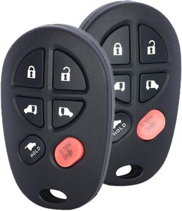 Beefunny 6 Button Key Fob Replacement for Toyota Sienna 2004-2018 Keyless Entry Remote Start Car Key Control FCC ID: GQ43VT20T (Set of 2)
