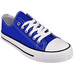 Shop Online Womens Ladies Canvas Shoes | Lace Up Casual Flat Sneaker | Lace-Up Plimsoll Pumps Casual Shoes | Low Top Flat Gym Sports Trainers Lightweight Shoes (6UK, Royal Blue)