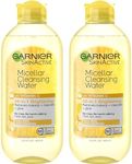 Garnier SkinActive Micellar Cleansing Water with Vitamin C, to Cleanse Skin, Remove Makeup, and Brighten Dull Skin, 2 Count (Packaging May Vary)