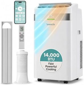 SereneLife Portable Air Conditioner and Heater, 14,000 BTU Cooling & Heating with Wi-Fi Control, Dehumidifier & Fan Modes, Portable AC Unit with Window Mount Kit, Best for Rooms, White
