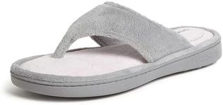 Dearfoams Women's Melanie Terry Thong Slipper, Sleet, Small