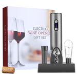 YYDSBAYS Electric Wine Bottle Opener Automatic Electronic Corkscrew with Book-Type Gift Box (Base Set, Rechargeable - Dark Grey)