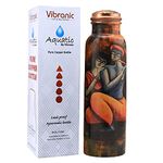 VIBRANIC's Aquatic Copper Water Bottle 1L - Ayurvedic Copper Bottle -Perfect Ayurvedic Copper Vessel for Sports, Fitness, Yoga - Natural Health Benefits - Radhe Krishna Print - Made in India