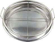 Kruvad Round Rectangle Stainless Steel Mesh Baking Pan Tray with Convenient Handles Grill Crispy BBQ Non-Stick Chips Basket Baking Cake Circular Air Fryer Cooking Tray Pan with Pack of 2 Piece