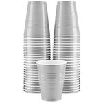 Disposable Plastic Cups, Silver Colored Plastic Cups, 18-Ounce Plastic Party Cups, Strong and Sturdy Disposable Cups for Party, Wedding, Christmas, Halloween Party Cup, 50 Pack - by Amcrate