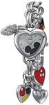 Disney Women's Mickey Mouse Sunray Dial Charm Bracelet Watch Silver MK2058