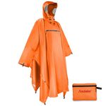 Andake Waterproof Durable Rain Poncho,Reusable Rain Jacket for Outdoor Activities and Emergencies,Lightweight, Wrinkle-Resistant Rain Gear with Transparent Viewing Window, for Men and Women