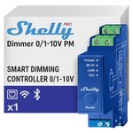 Shelly Pro Dimmer 0/1-10V PM, Smart Wi-Fi Dimming Controller, Light intensity adjustment, Power Metering, Smart schedules, Night Mode, No hub required, iOS/Android