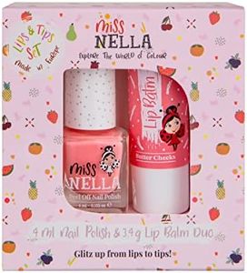 Miss Nella Butter Cheeks Hypoallergenic Lip Balm Specially for Children + Miss Nella Peach Slushie Removable Nail Polish Especially for Childr