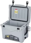 GarveeLife 35 Quart Portable Ice Cooler, Heavy Duty Ice Chest with Portable Cup Holder, Fish Ruler, Bottle Openers, Camping Cooler for Beach Boat Fishing Picnic Travel