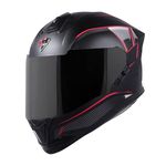 Steelbird SBH-57 Carbon Fighter ISI and DOT Certified Full Face Helmet for Men and Women with Inner Chrome Sun Shield (Medium 580 MM, Glossy Black Red)