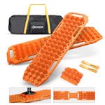 BUNKER INDUST Off-Road Traction Boards with Jack Lift Base,2 Pcs Multifunctional Recovery Track Ramp Traction Mat for 4WD UTV SUV Truck-Mud, Sand, Snow Tire Traction Devices Orange with Carry Bag