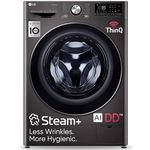 LG 10.5 Kg / 7.0 Kg Wi-Fi Inverter AI Direct-Drive Fully Automatic Front Load Washer-Dryer (FHD1057STB, Steam+, In-built Heater, 6 Motion DD, Black Steel)