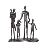 Aoneky Metal Family Art Sculpture, Rustic Abstract Cast Iron Figurines Home Office Decoration Statue (Family of 5 Walk)