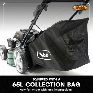 Webb 20" Self-Propelled Petrol Lawnmower – 173cc, 7 Heights, 65L Bag