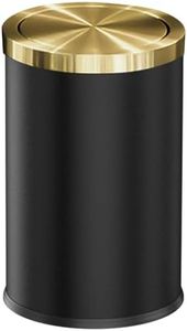 LEASYLIFE 9L/2.4GAL Black Bathroom Trash Can,Gold Small Trash Can with Lid,Garbage cans for Bathroom, Hotel,Office,Lundry,Powder Room, Metallic Gold (ＢＬＡＣＫ)
