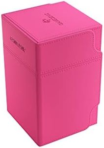 Gamegenic Watchtower 100+ XL Convertible Deck Box | Double-Sleeved Card Storage | Card Game Protector | Nexofyber Surface | Holds Up to 100 Cards | Pink Color | Made by (GGS20109ML)